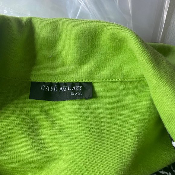 Cafe Au Lait zip front green with zebra print detail jacket size XL - Picture 3 of 9